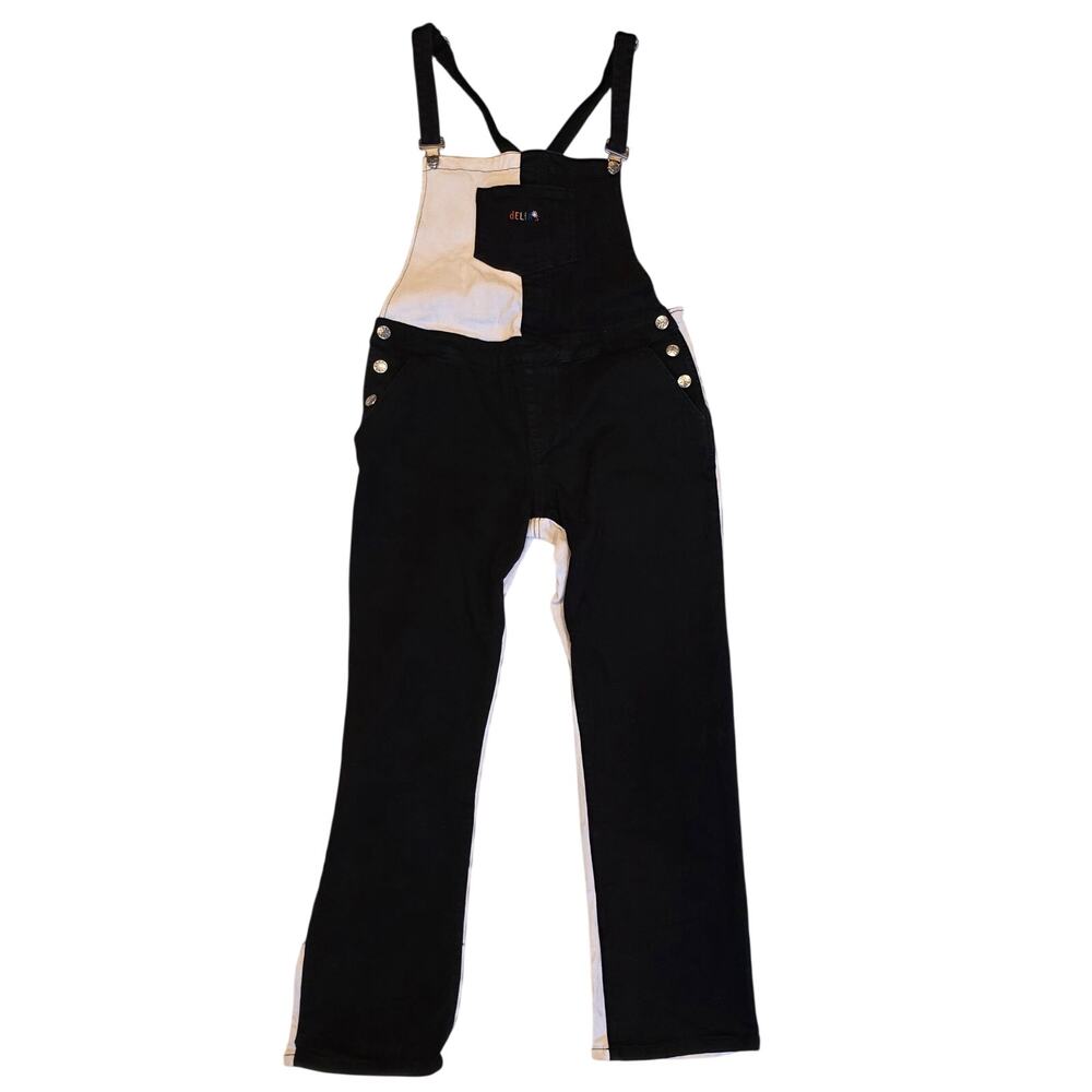 dELiA*s by Dolls Kill 90s Colorblock Overalls Black White Size Medium